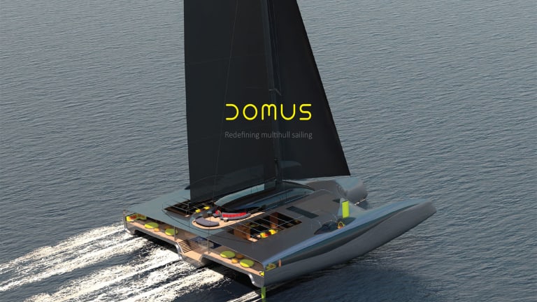 Spectacular new zero-emission trimaran—Domus— designed collaboratively between Van Geest and Rob Doyle Design