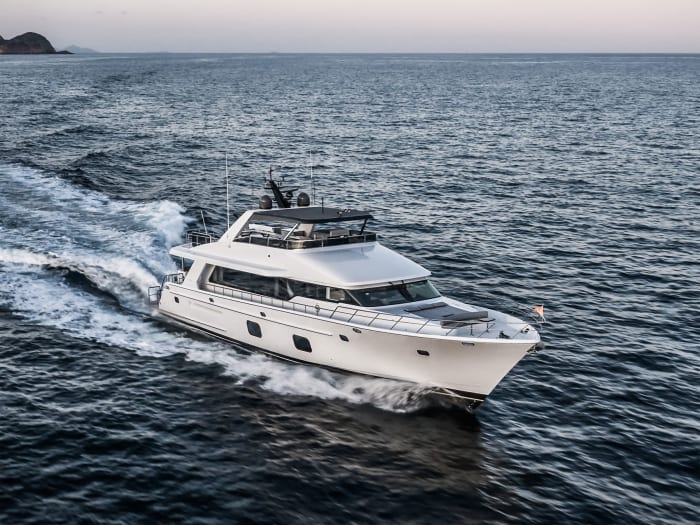 The CLB88’s straight sheerline gives the yacht a profile that is nothing short of imposing. 