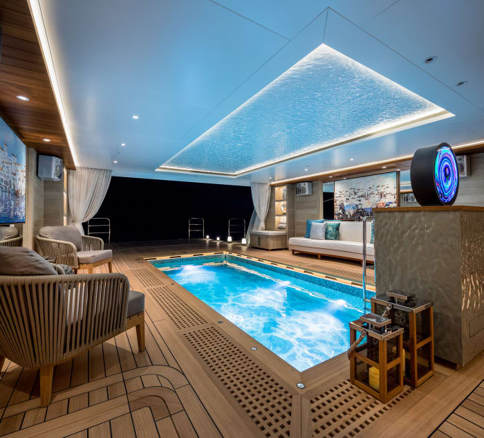 The indoor pool in the beach club.  