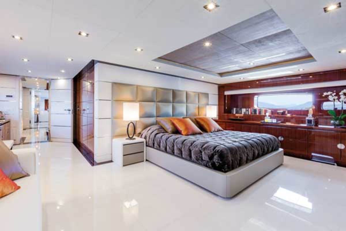 The light-filled master stateroom resides on the forward main deck of Nameless