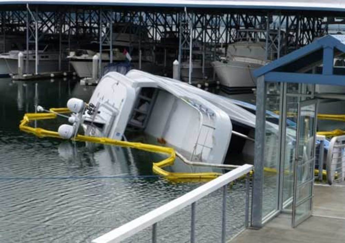 Northern Marine's 90-foot BADEN capsized during launch in Anacortes in 2014.