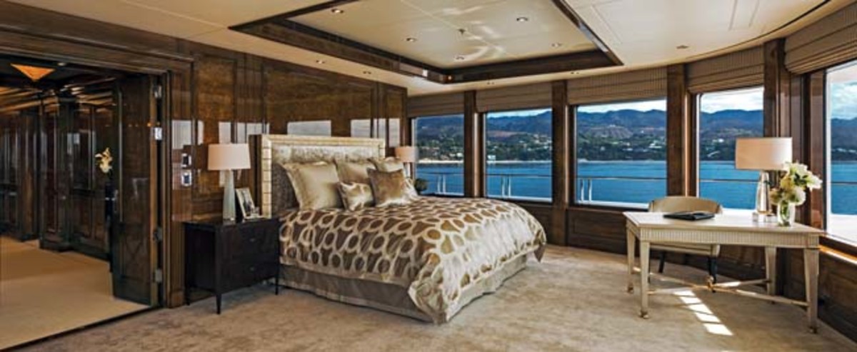 The owner’s stateroom overlooks a private outside terrace