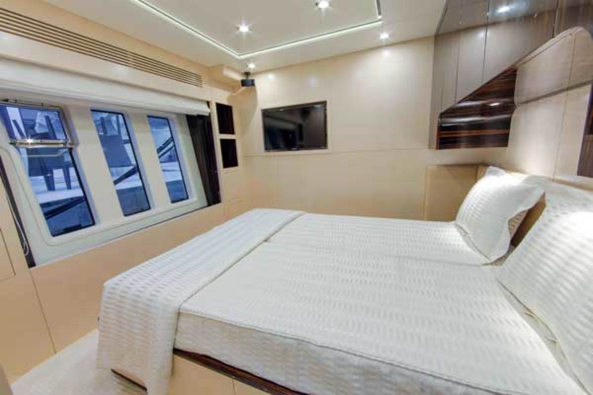 The master and VIP staterooms of the Azimut 84 both benefit from large windows.