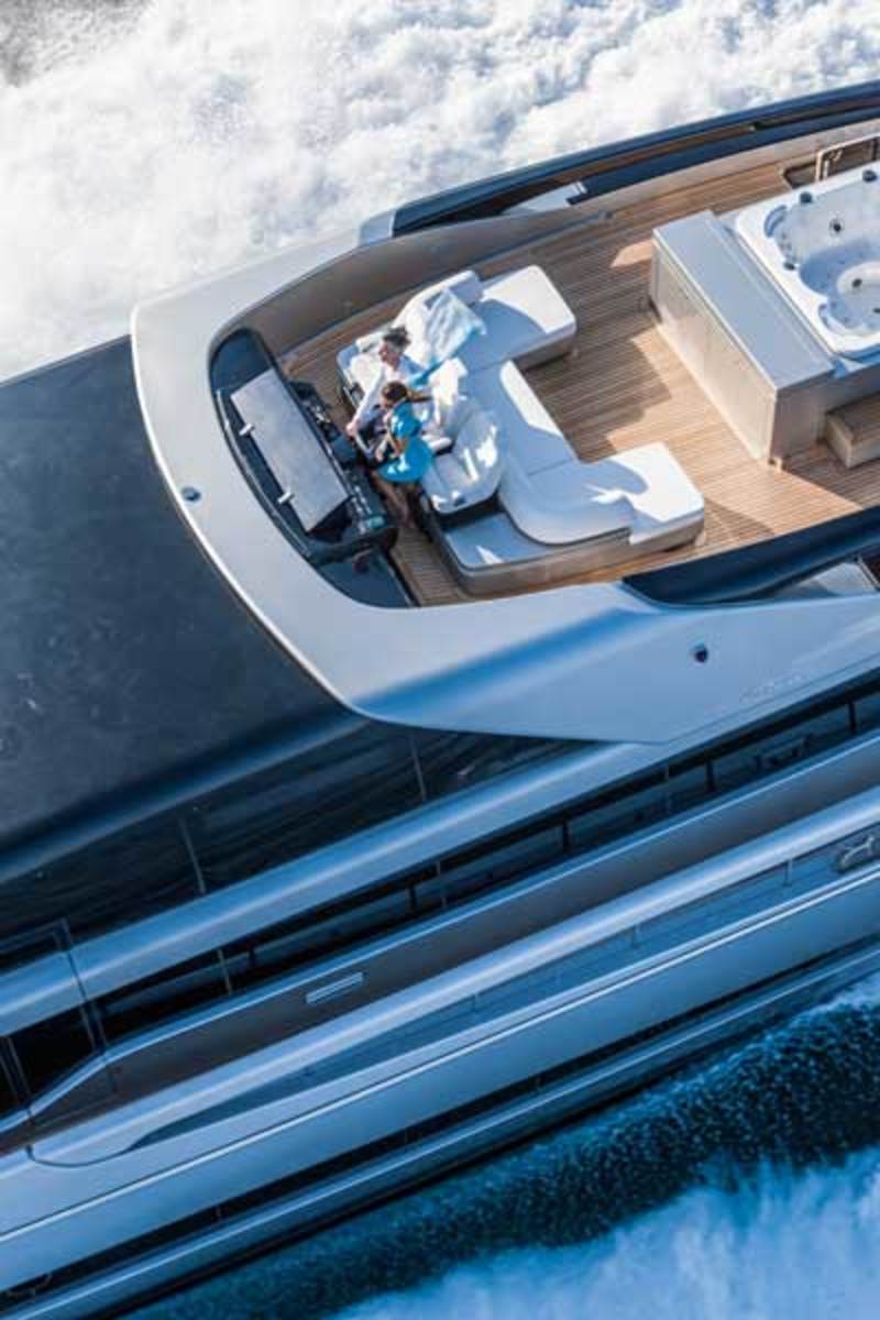 Driving from the flybridge creates a sense of thrill and excitement.