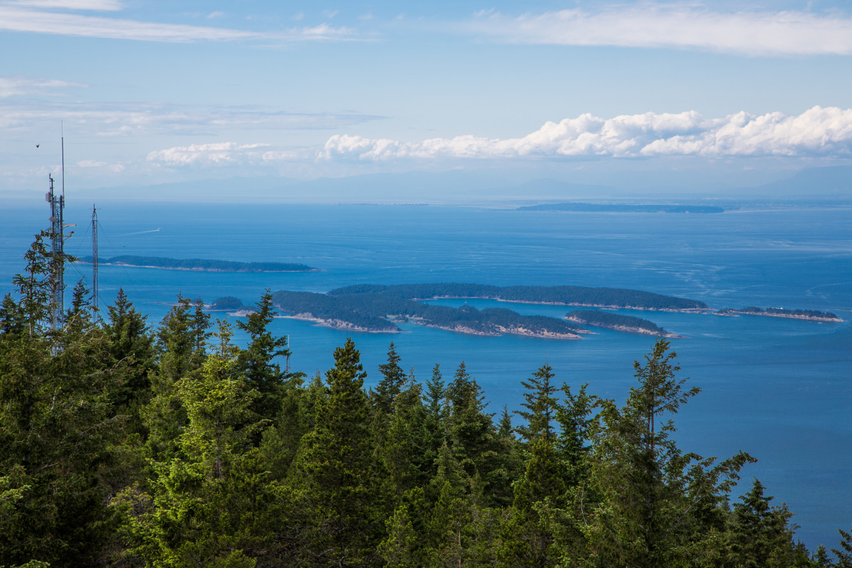 Views over Sucia Island from the summit of Mount Constitution, Orcas Island.