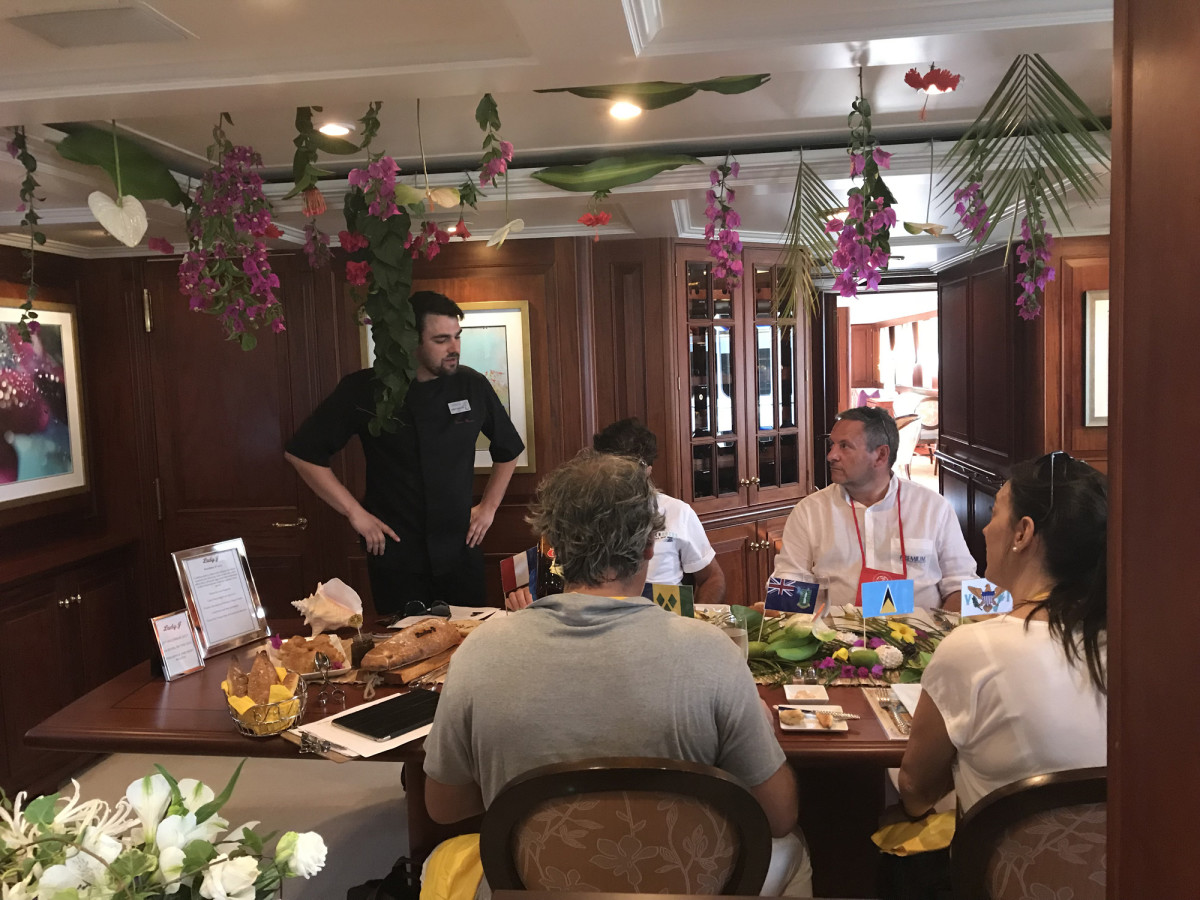 Chef James Howard chats with guests aboard Lady J.