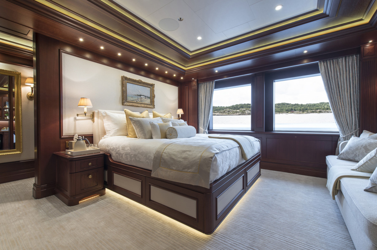 There are two VIP staterooms on the owners’ deck. Both benefit from large windows and classic appointments. (Photo by Klaus Jordan)